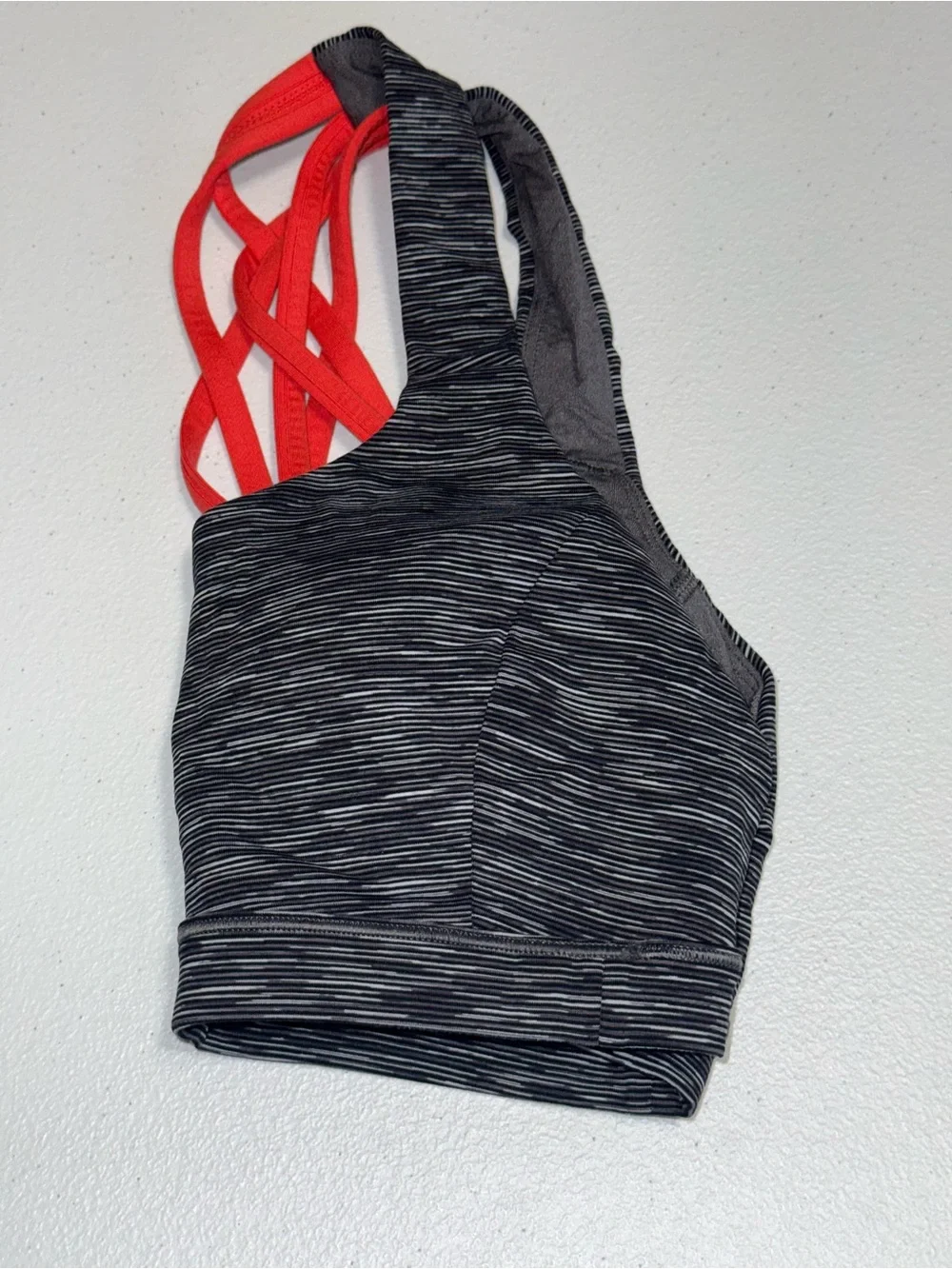 Lululemon Free to Be Sports Bra Size 4 Gray Heathered Red Strappy Back - Picture 4 of 7